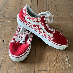 Vans old skool red and white checkered sneakers